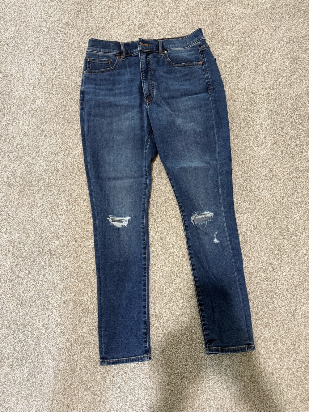 Express Women’s Dark Blue Distressed Skinny Jeans -High-rise Size 10R